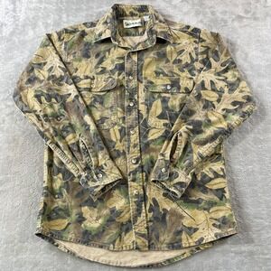 Vintage Gander Mountain Chamois Shirt Mens Large Camo Kelly Outdoor Hunt Woods